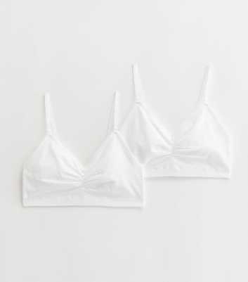 Girls 2 Pack White Seamless Non Wired Bras