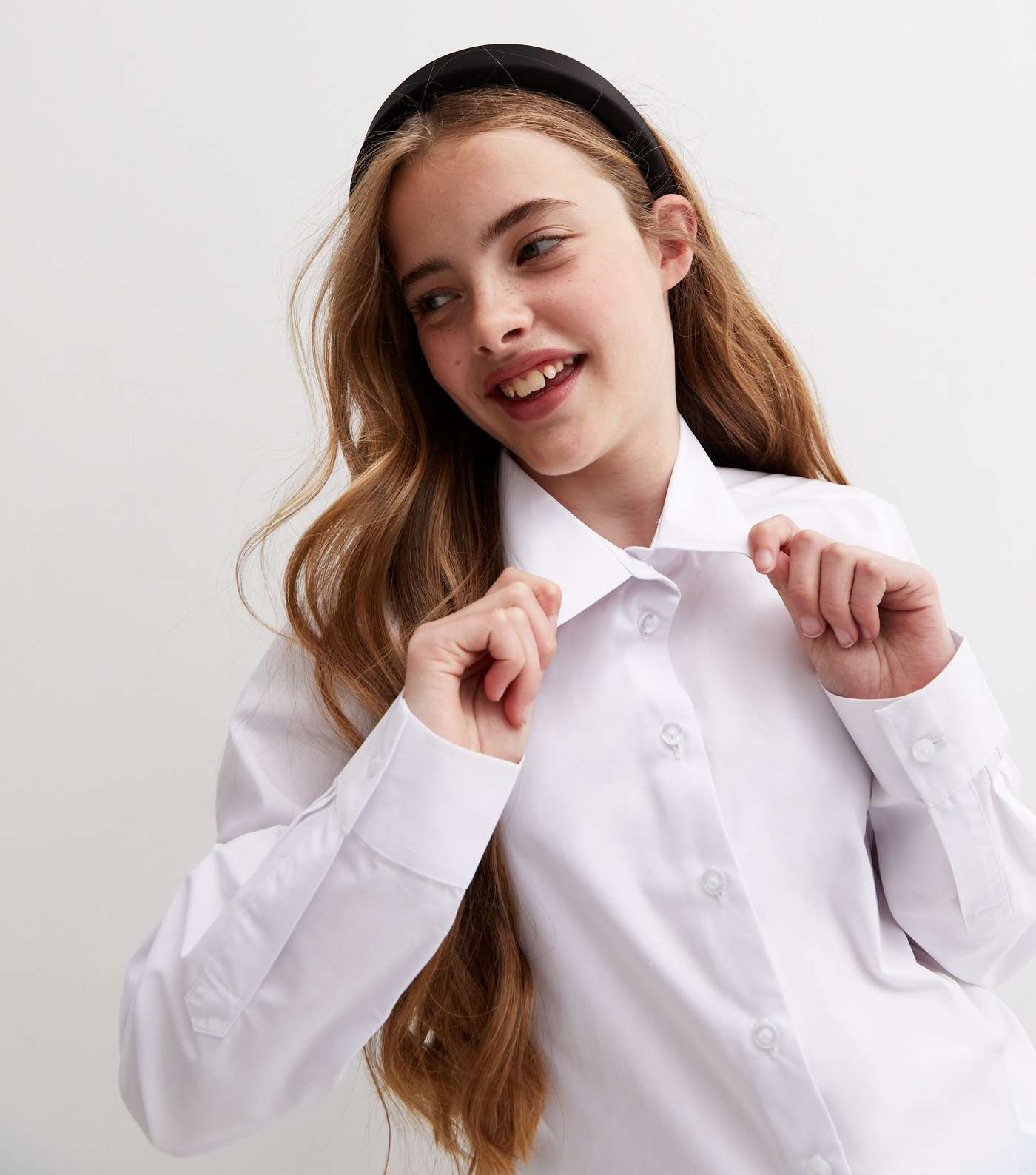 Girls 2 Pack White Long Sleeve Regular Fit School Shirts  Image 2