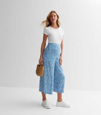 Maternity Blue Ditsy Crop Trousers
