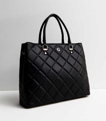 Black Diamond Quilted Laptop Tote Bag