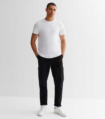 Black Cotton Tapered Cargo Trousers