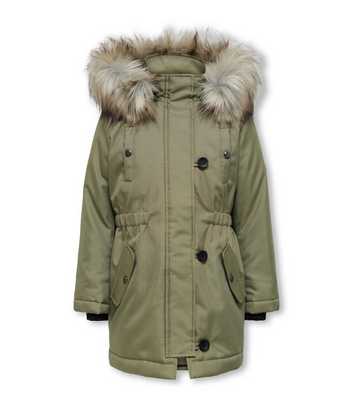 KIDS ONLY Olive Faux Fur Hooded Parka Jacket