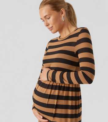 Mamalicious Maternity Black Stripe Long Sleeve Mini Smock Dress