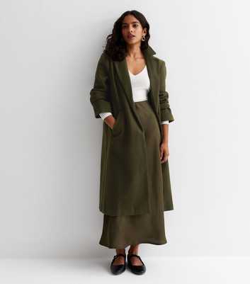 Petite Khaki Longline Formal Coat