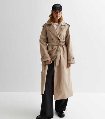 Stone Belted Longline Trench Coat