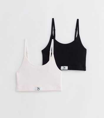 Girls 2 Pack Pink and Grey Ribbed Seamless Crop Tops