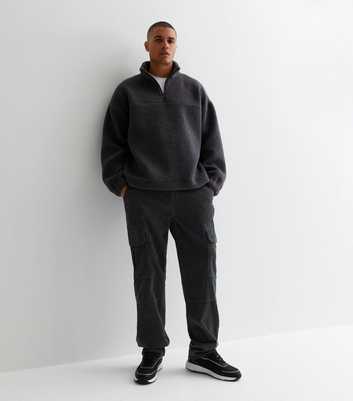Dark Grey Cord Relaxed Fit Cargo Trousers