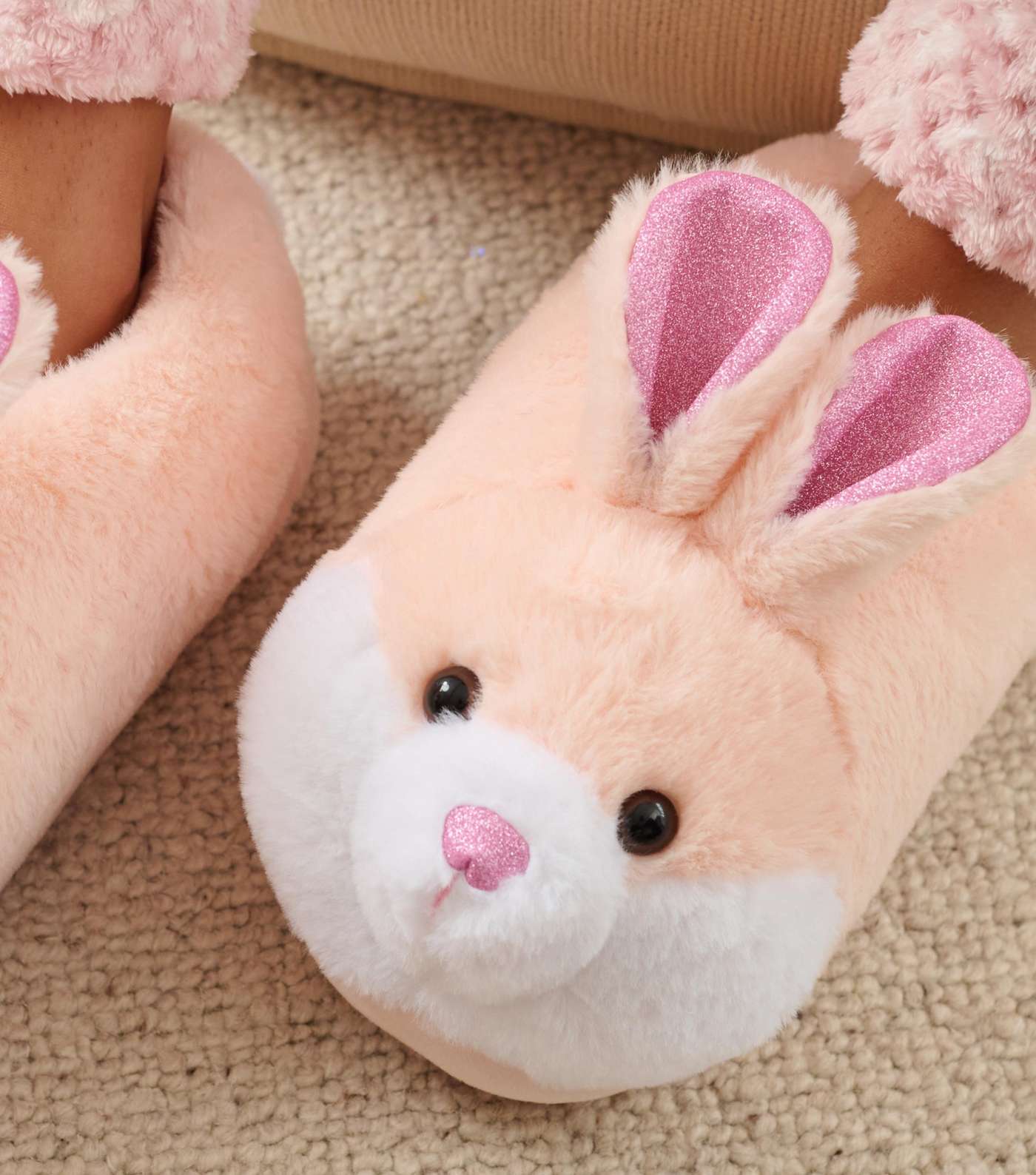 Loungeable Pink Bunny Slippers Image 3