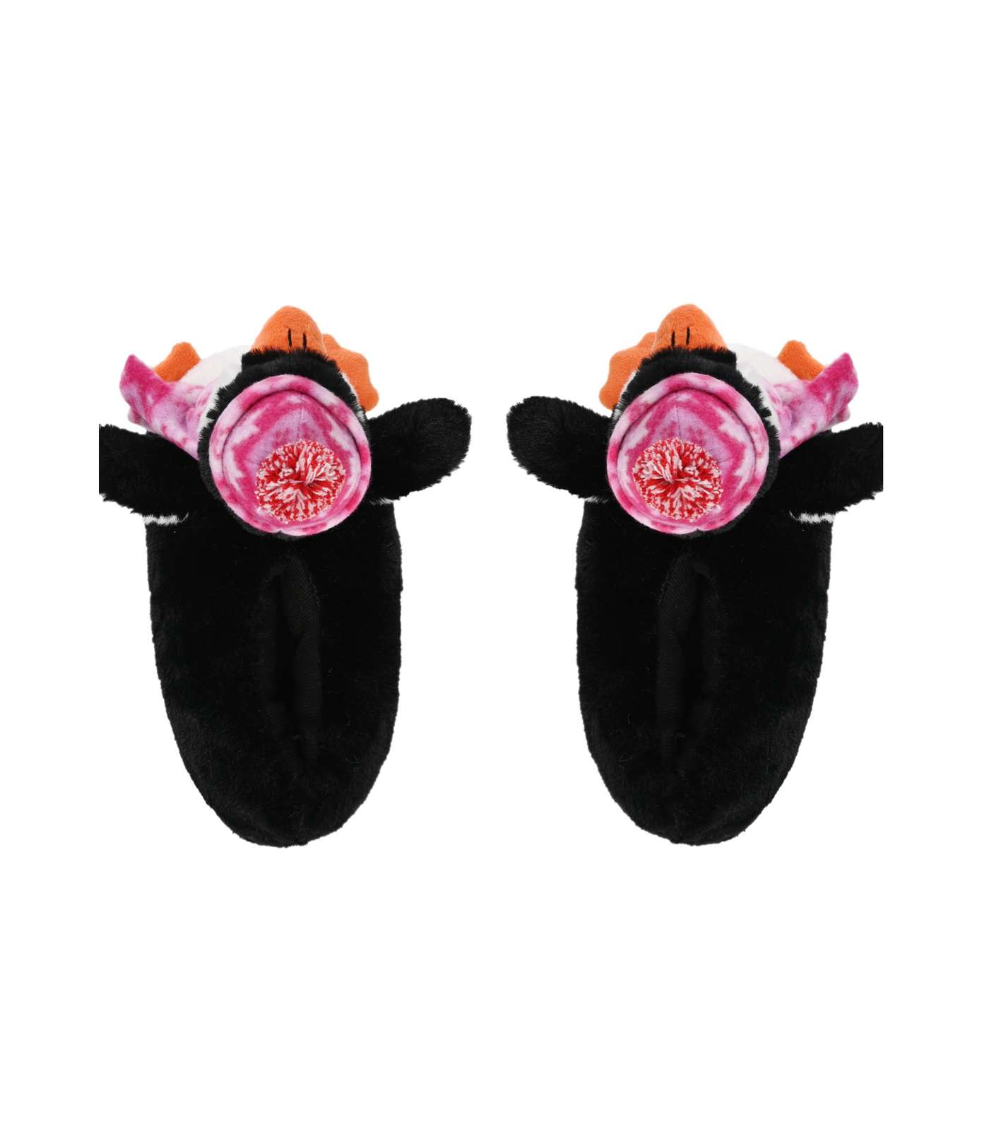Loungeable Black Faux Fur Penguin Slippers Image 5