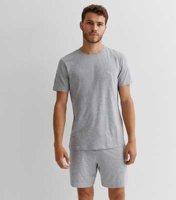 Grey Marl Embroidered Short Pyjama Set