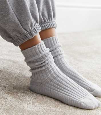 Grey Ribbed Lounge Socks