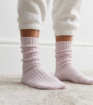 Pink Ribbed Lounge Socks