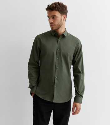 Khaki Poplin Long Sleeve Regular Fit Shirt