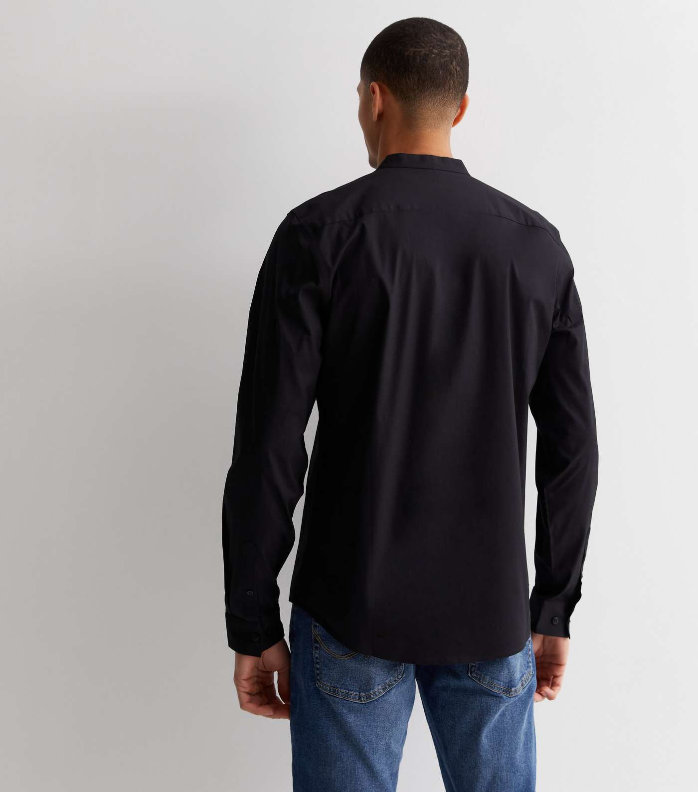 Black Grandad Collar Long Sleeve Shirt Image 4