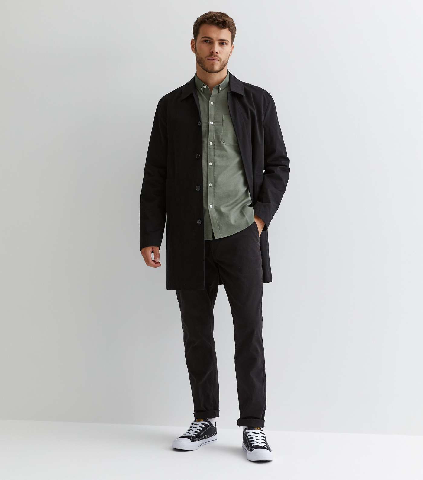 Khaki Cotton Long Sleeve Regular Fit Oxford Shirt Image 3