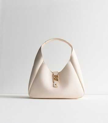 Off White Leather-Look Link Shoulder Bag