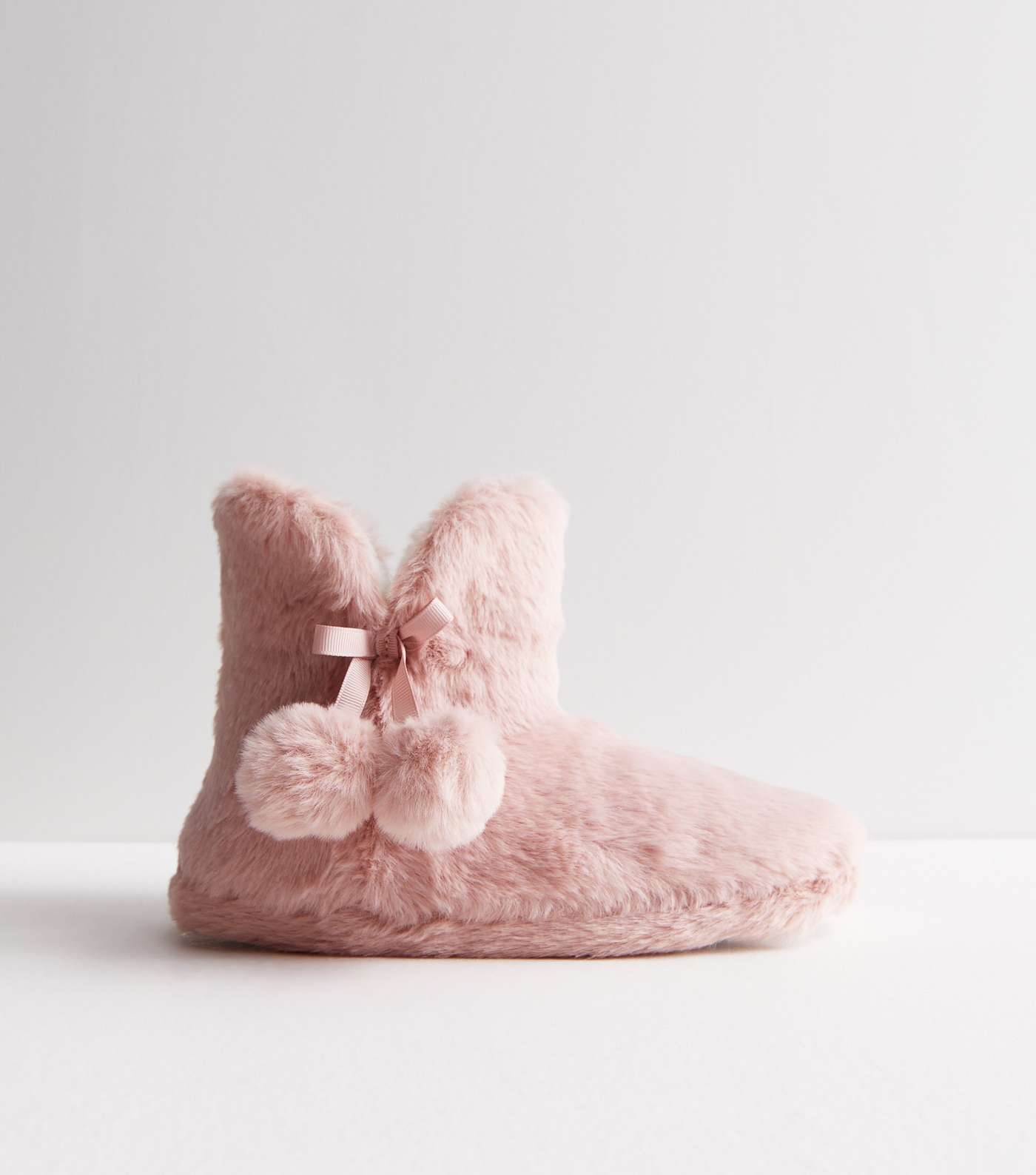 Pink Faux Fur Slipper Boots Image 3