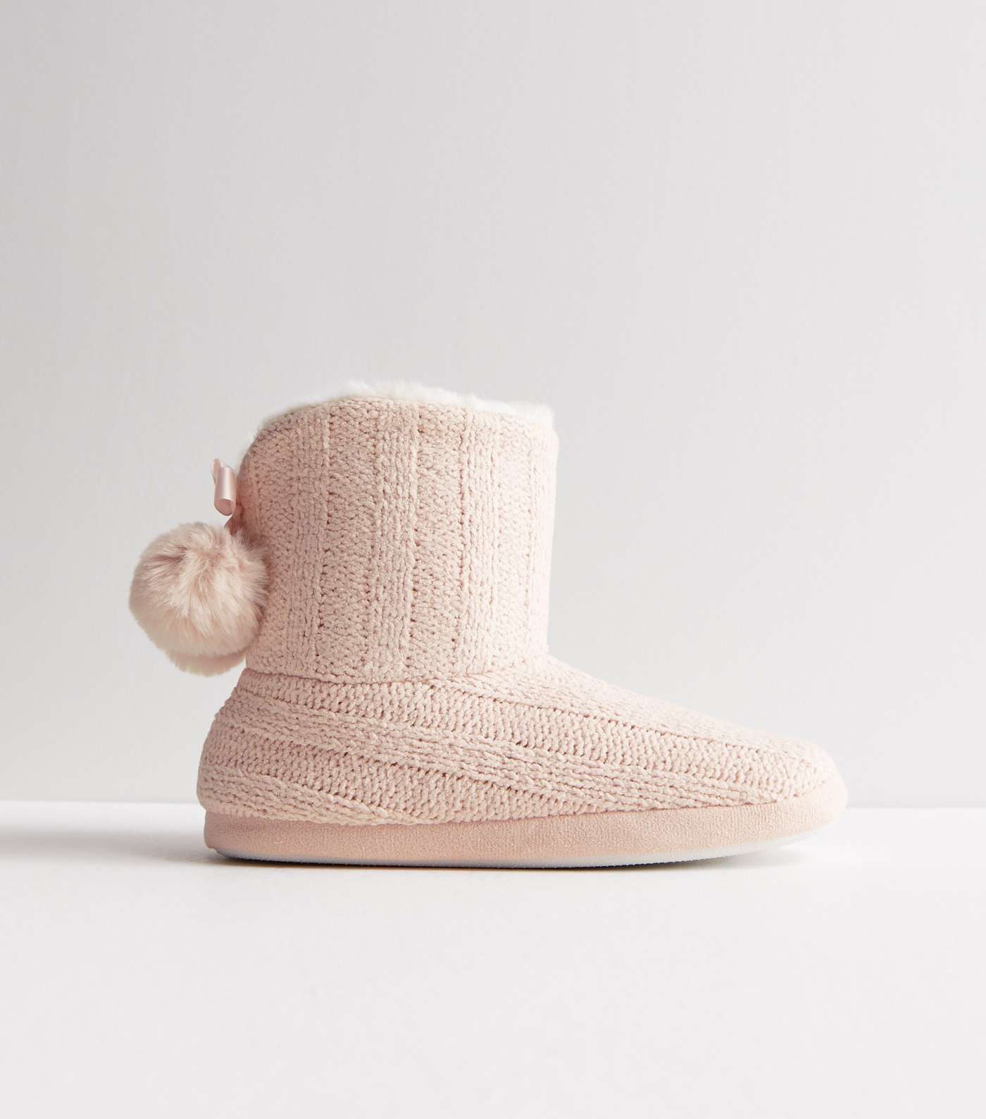 Pink Knit Slipper Boots Image 3