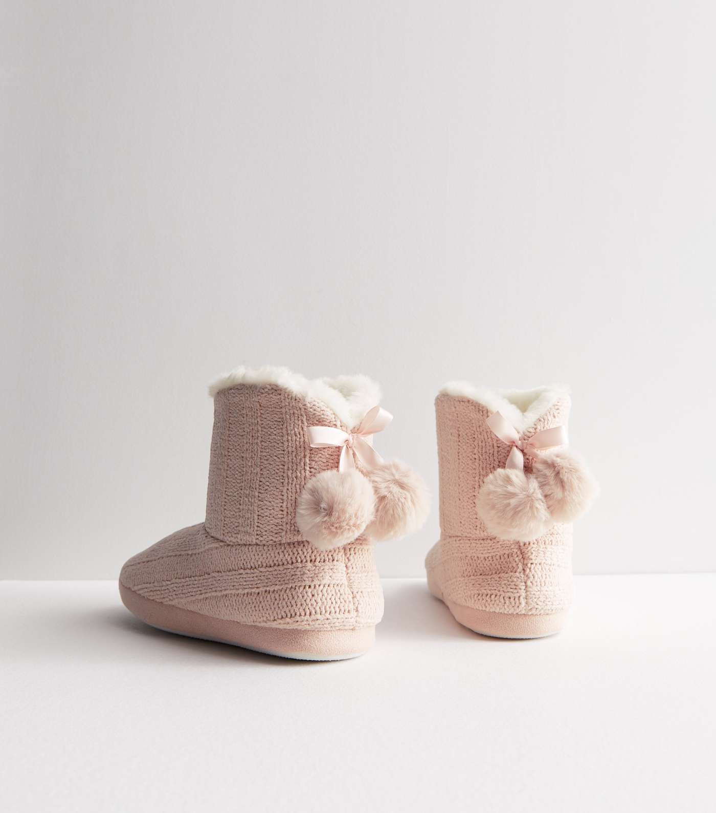 Pink Knit Slipper Boots Image 5