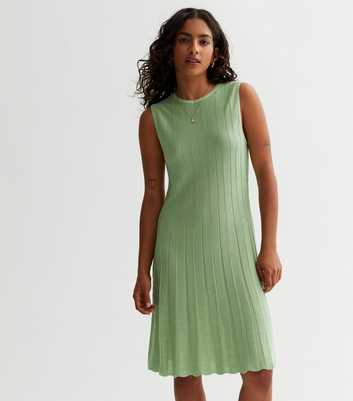 Petite Olive Knitted Sleeveless Midi Dress