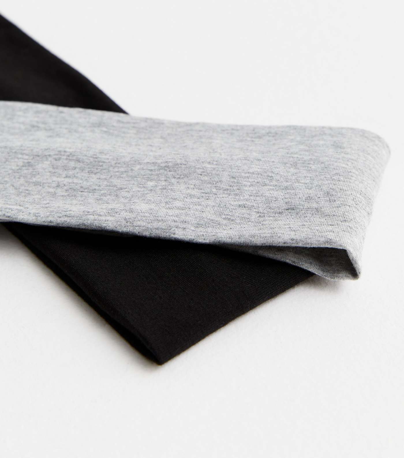 2 Pack Black and Grey Jersey Headbands Image 2