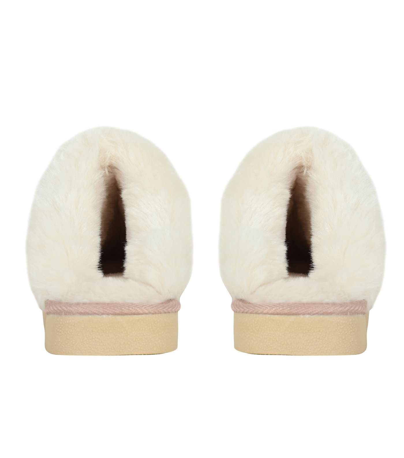 Loungeable Pink Faux Fur Trim Mule Slippers Image 5