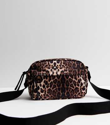 Brown Leopard Print Cross Body Camera Bag