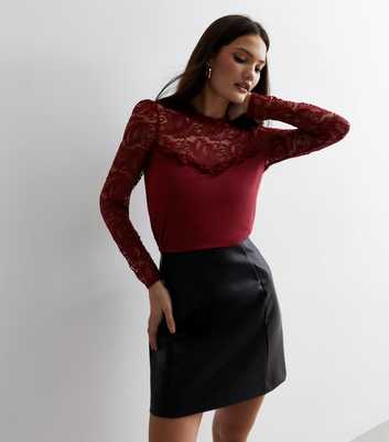 Burgundy Lace High Neck 2-in-1 Top