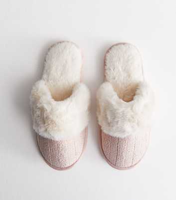 Pink Knit Mule Slippers