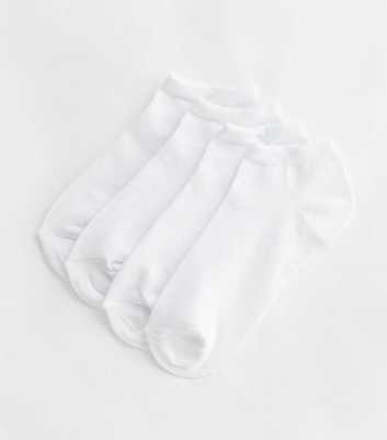 4 Pack White Trainer Socks