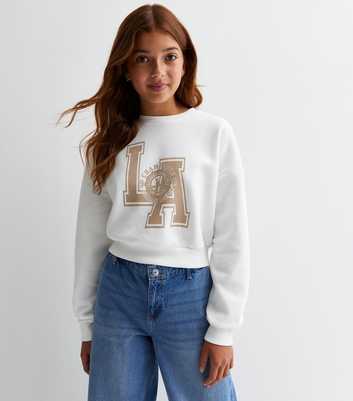 Girls Cream LA Logo Sweatshirt