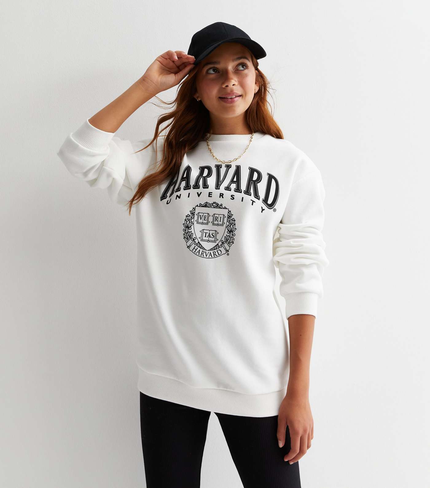 Girls Cream Harvard Logo Sweatshirt Image 3