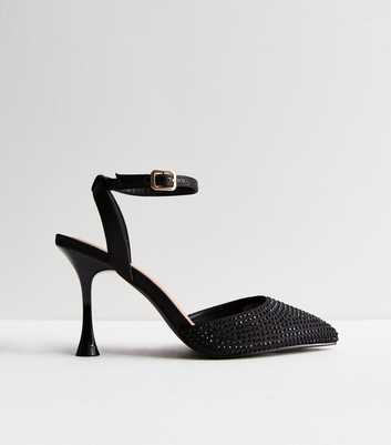 Black Embellished Stiletto Heel Court Shoes