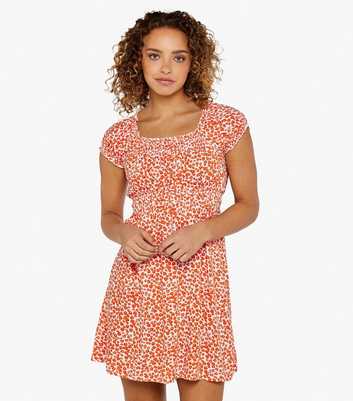 Apricot Bright Orange Ditsy Floral Milkmaid Mini Dress
