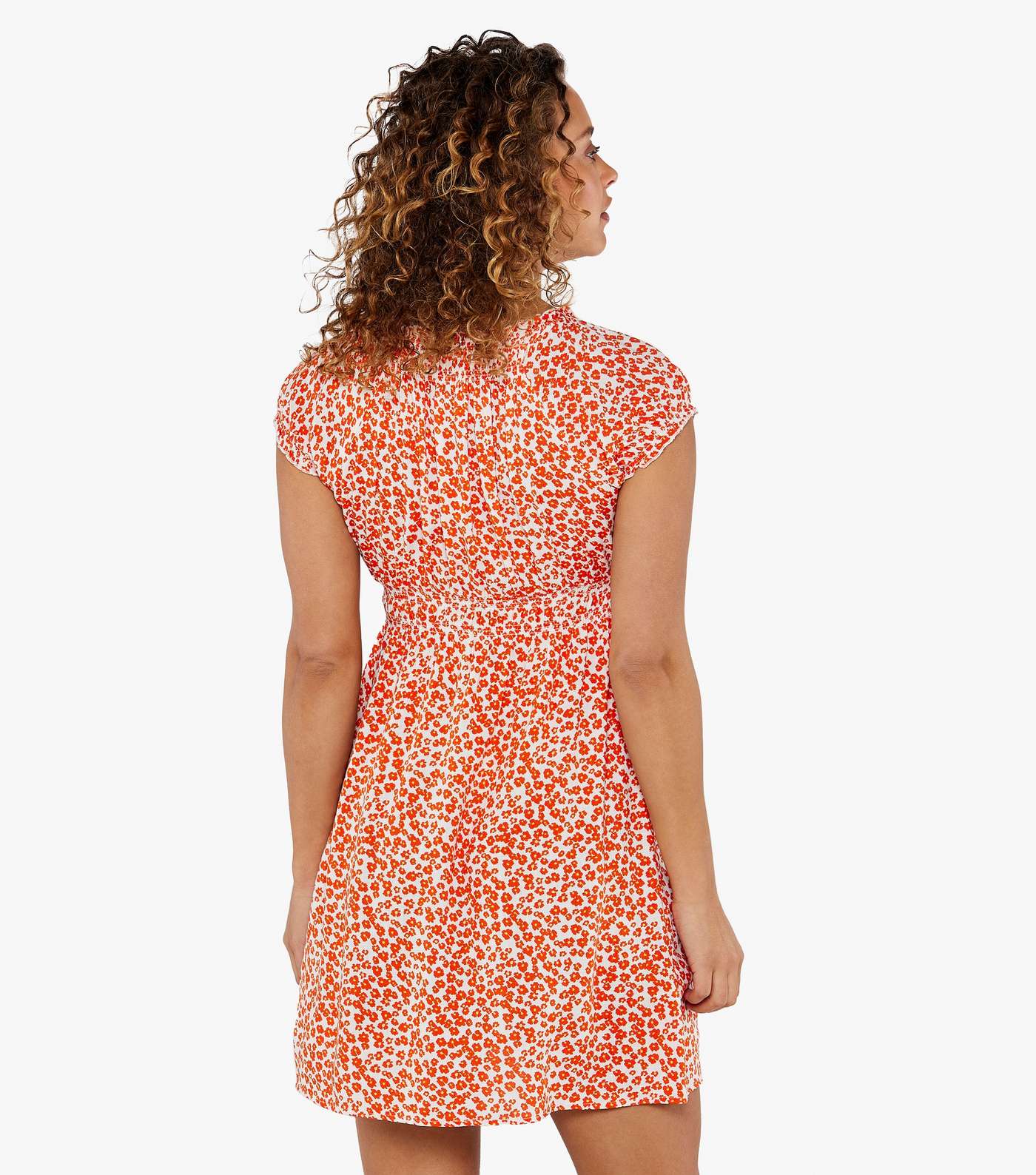 Apricot Bright Orange Ditsy Floral Milkmaid Mini Dress Image 3