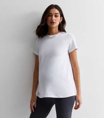 Maternity White Cotton Short Sleeve T-Shirt