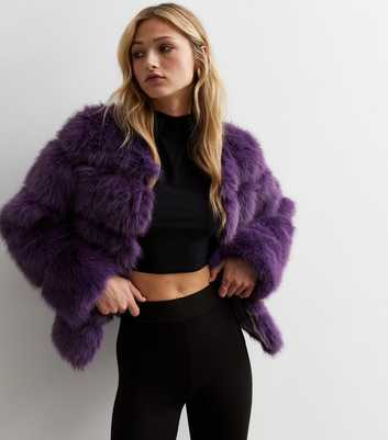 Gini London Purple Faux Fur Jacket