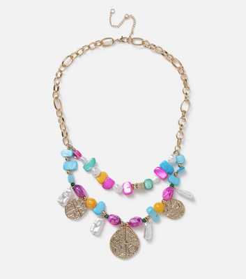 Freedom Multicoloured Gemstone and Coin Layered Necklace