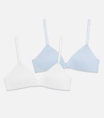 Girls 2 Pack White and Pale Blue Non Wired Padded Bras