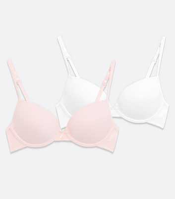 Girls 2 Pack White and Pink T-Shirt Bras