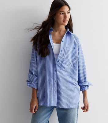 Blue Stripe Cotton Poplin Oversized Shirt