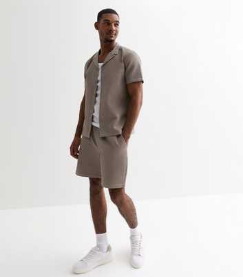 Light Brown Relaxed Fit Waffle Shorts