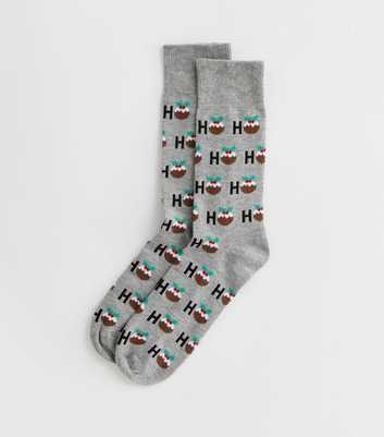 Grey Marl Ho Ho Ho Christmas Socks