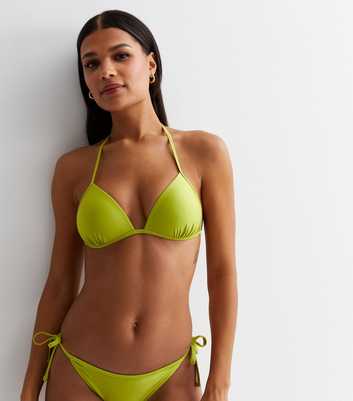 Lime Green Moulded Triangle Bikini Top