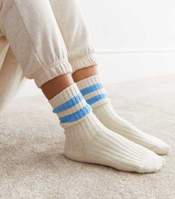 Cream Stripe Ribbed Lounge Socks