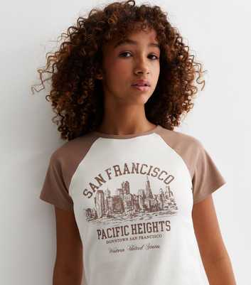 Girls Light Brown San Francisco Logo Raglan T-Shirt
