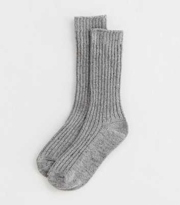 Pale Grey Ribbed Lounge Socks