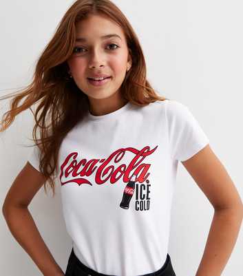 Girls White Coca Cola Logo T-Shirt
