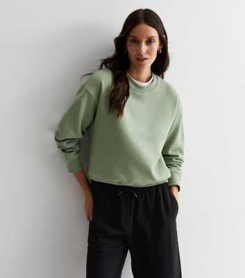 Light Green Jersey Crop Sweatshirt