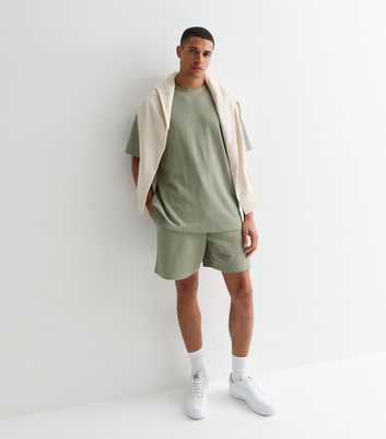 Light Green Relaxed Fit Waffle Drawstring Shorts